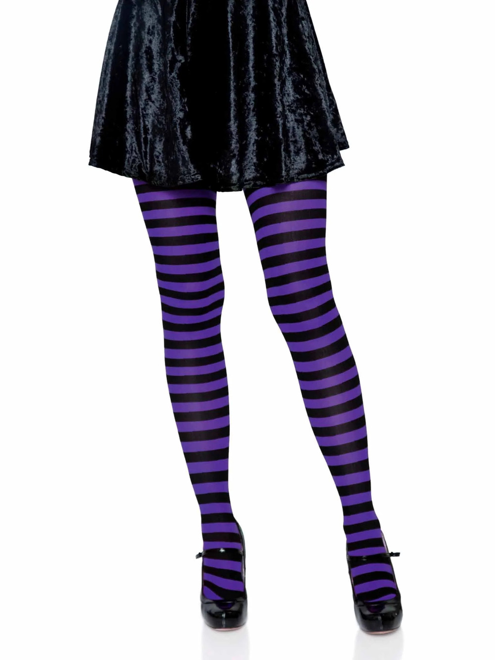 Leg Avenue - Jada Striped Women's Tights - BLACK/PURPLE